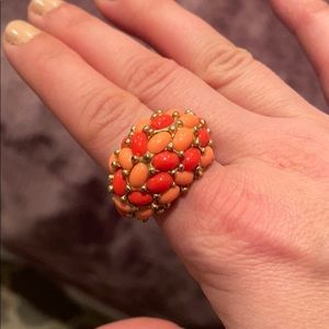 Kenneth Jay Lane Coral Pink Adjustable Ring